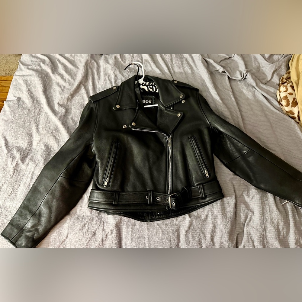 Vintage hudson black leather biker jacket. Authentic leather, great condition
